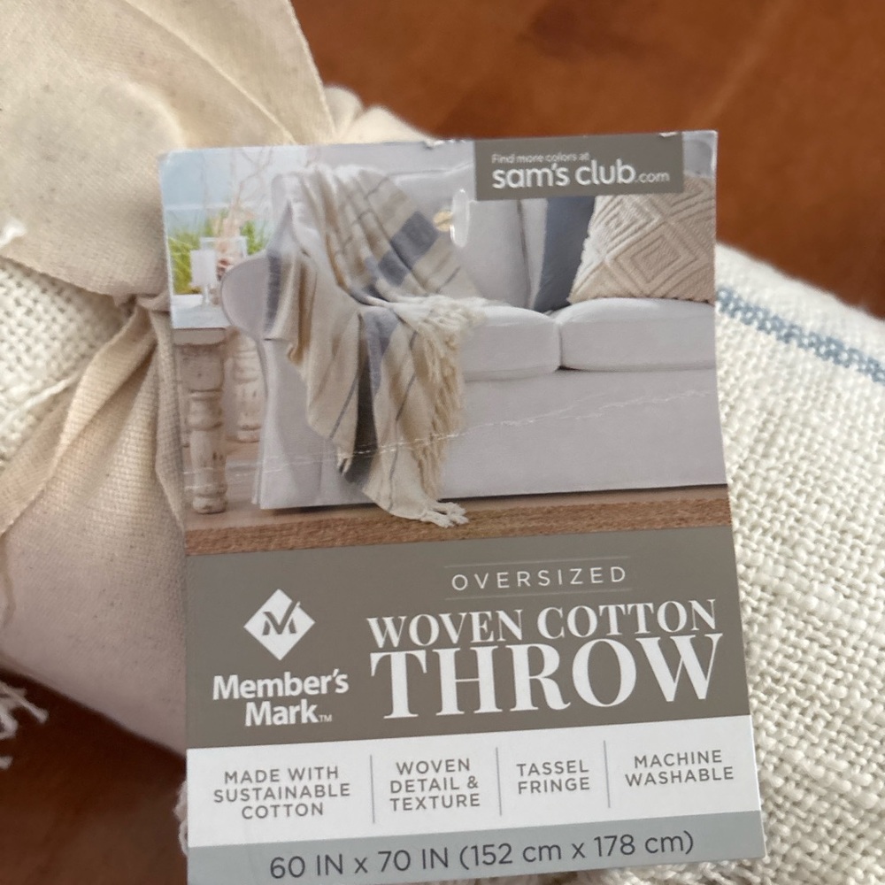 Member’s Mark Oversized Woven Cotton Throw –‎ NWT